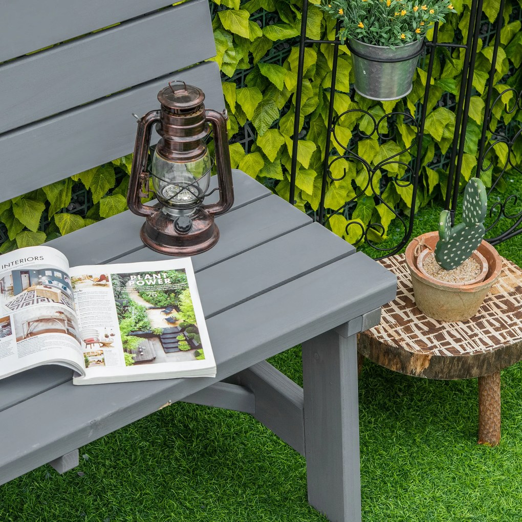 Outsunny 2-osobowa Ławka Ogrodowa z Drewna, Odporna na Warunki Pogodowe, z Oparciem 116 x 56 x 80 cm, Szara