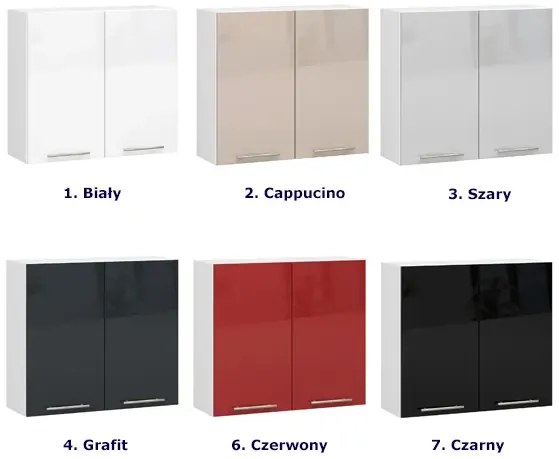 Szara wisząca szafka kuchenna z półkami W4-K82