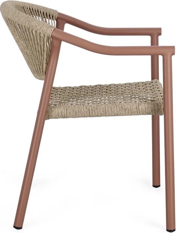 Czerwono-naturalne metalowe krzesło ogrodowe Canarias – Bizzotto