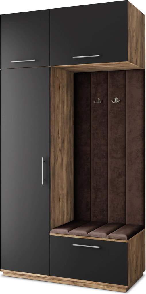 Masseno Garderoba REMA 120/240/60 cm Nowoczesna Szafa do Przedpokoju Dąb lefkas, MONOLITH 29 (Brązowy)