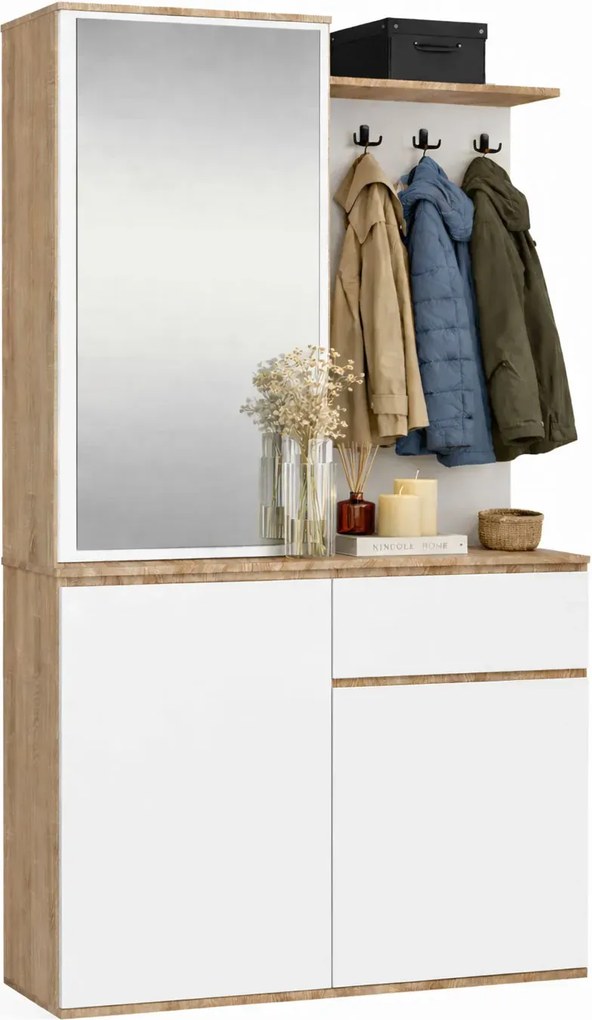 Nowoczesna garderoba dąb sonoma + biały B7-H31