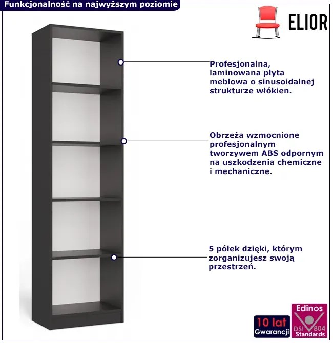 Wysoki regał 50 cm antracyt - Subtil