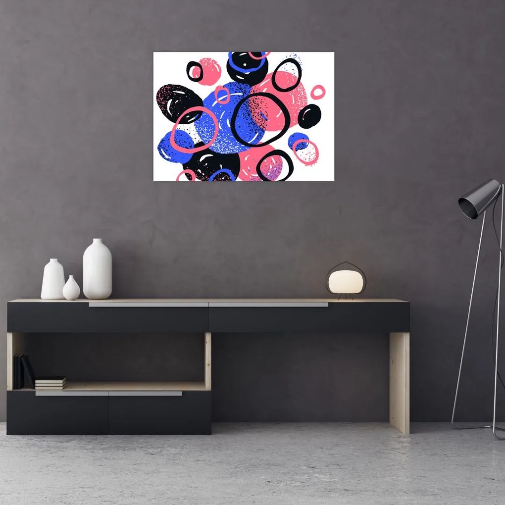 Obraz na szkle - Motyw z kółkami w żywych kolorach (70x50 cm)
