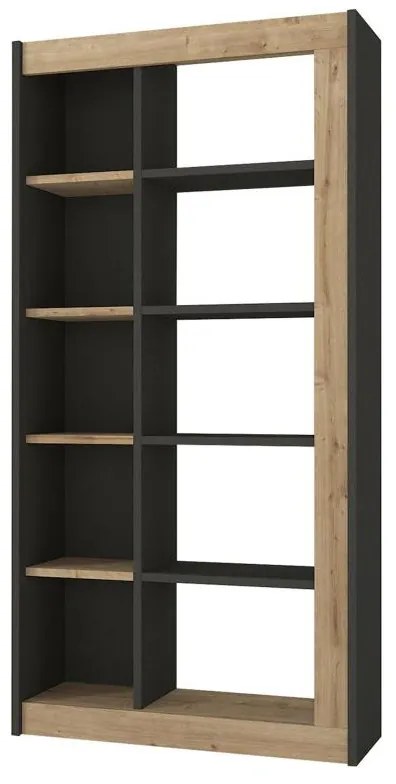 Biblioteczka z 10-półkami – Naturalny i antracytowy – SILOMAI
