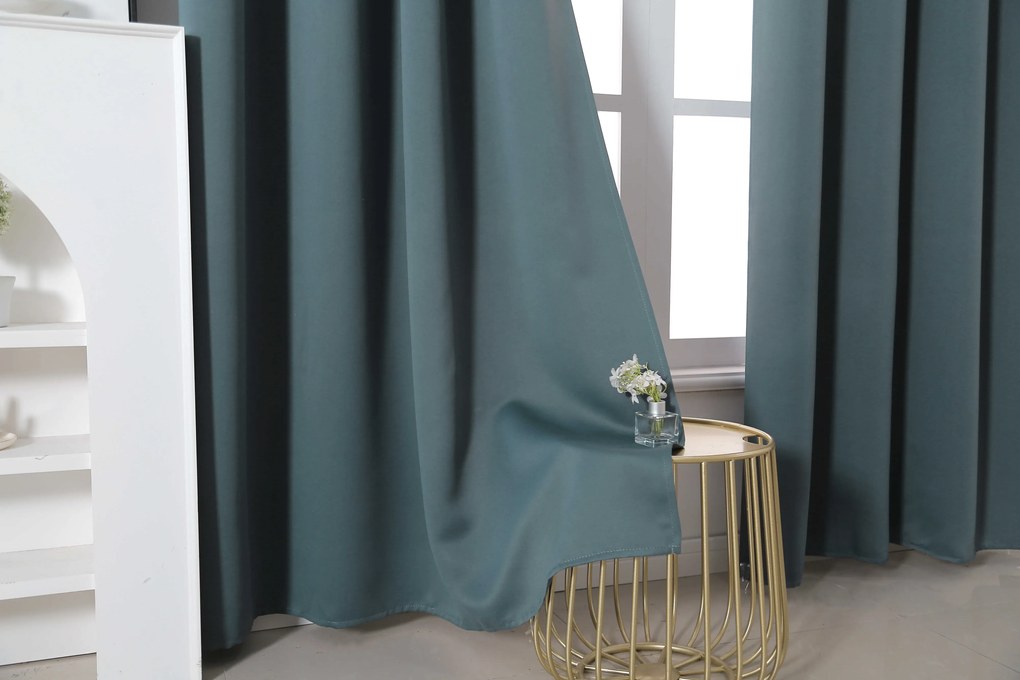 Niebieskozielona zasłona OXFORD 140x250 cm Zawieszanie: Taśma z wiązaniami