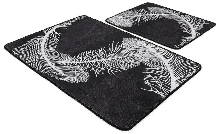 Antracytowe dywaniki łazienkowe zestaw 2 szt. 60x100 cm Alisan – Foutastic