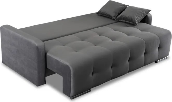 Sofa z Funkcją Spania FAVIO Wersalka Rozkładana Dwuosobowa Welurowa Szara Nowoczesna do Salonu