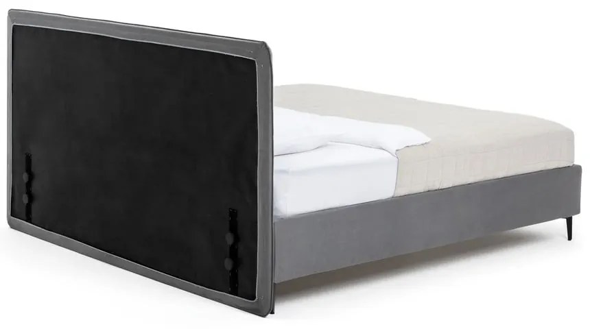 Szare tapicerowane łóżko dwuosobowe ze stelażem 160x200 cm Noira Slim – Bonami Selection