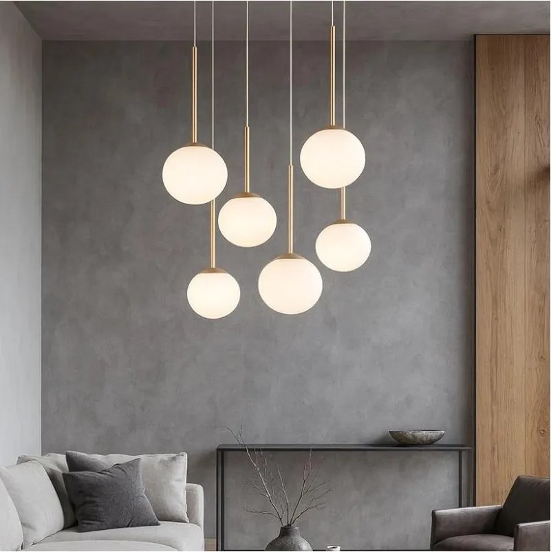 Ondaluce - Żyrandol na lince JEWEL 6xE14/10W/230V, średnica 55 cm, złoty/biały