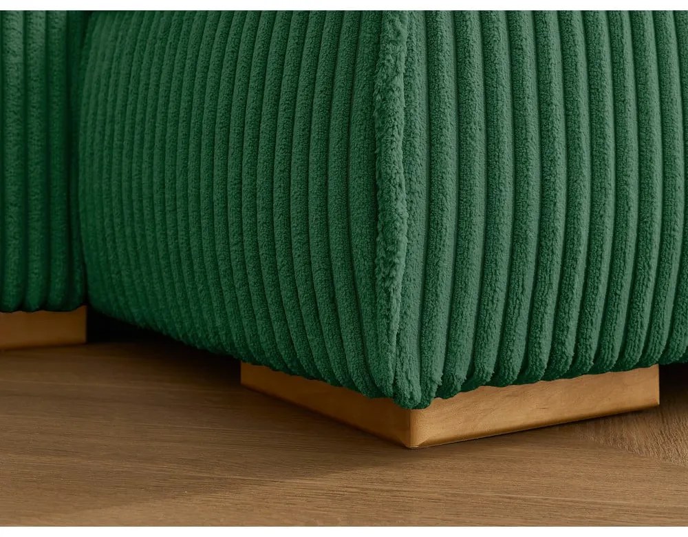 Zielona sztruksowa rozkładana/ze schowkiem sofa 244 cm Chelsea – Bobochic Paris