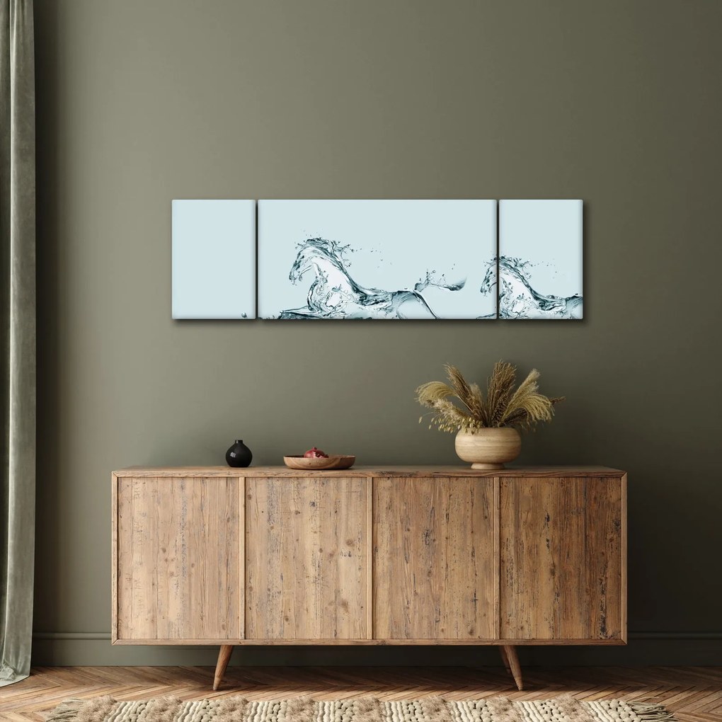 Obraz - Konie z kropli wody (170x50 cm)