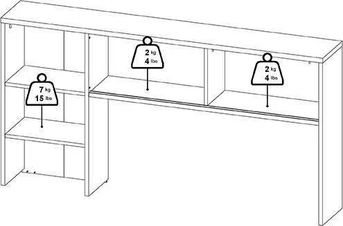 Biurko w połysku z nadstawką Function Plus 149 cm biały