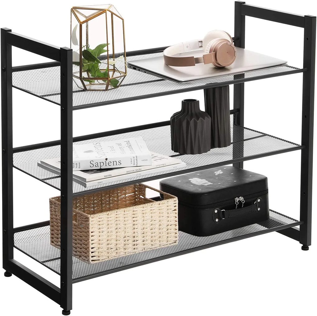 SongmicsHome Półka na buty IDA, 3 półki, 74x31x63cm, czarna