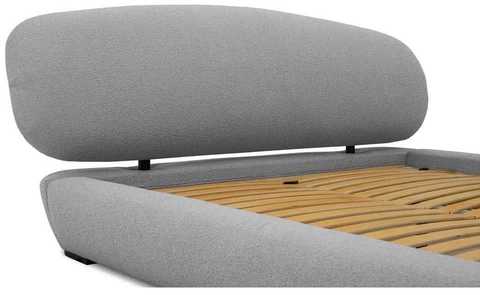 Szare tapicerowane łóżko dwuosobowe ze stelażem 180x200 cm Odette – Scandic