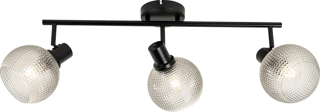 Designerski reflektor czarny z przydymionym szkłem 3-światła - Chico