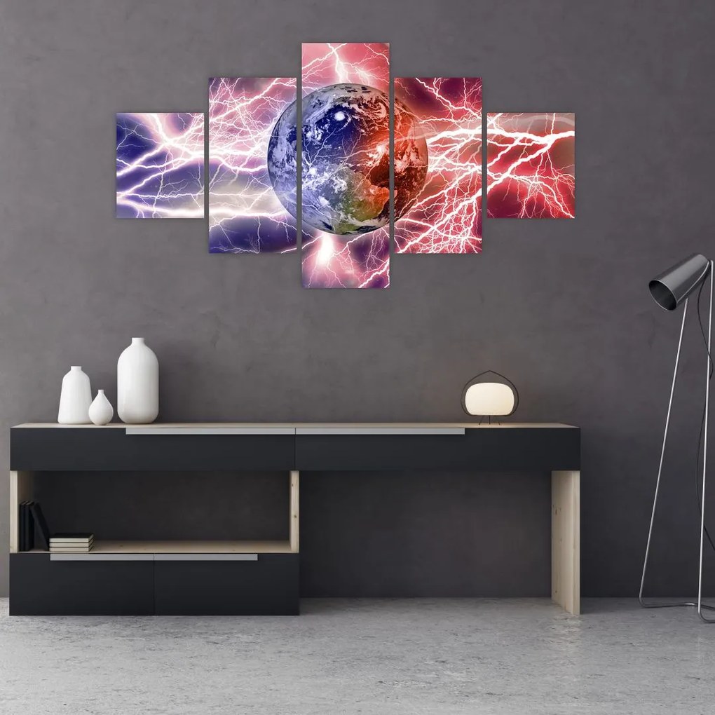 Obraz - Kula ziemska pod prądem (125x70 cm)