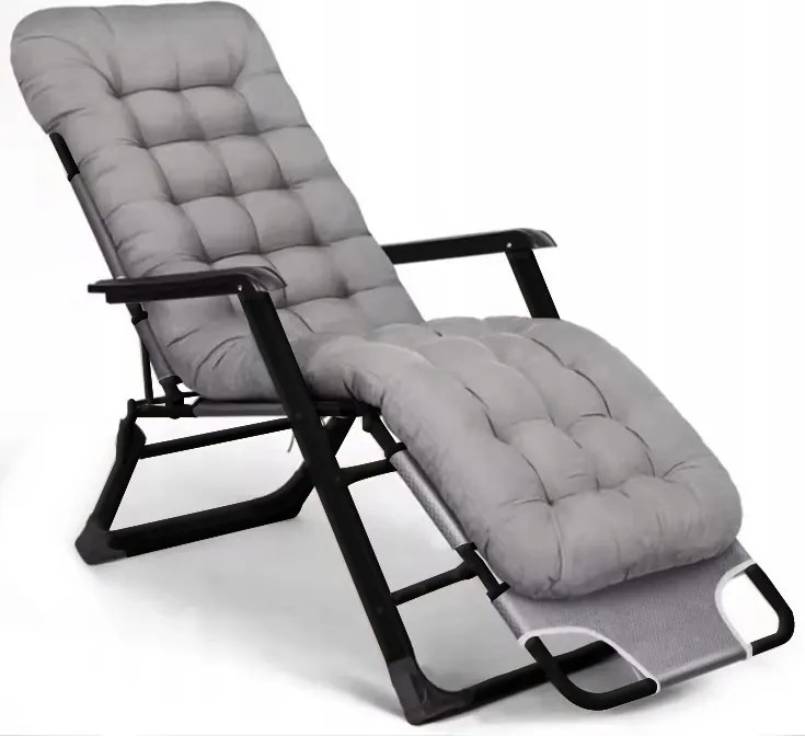 Leżak ogrodowy rozkładany Tossa DC01-BK-GR, poduszka szara, stelaż czarny