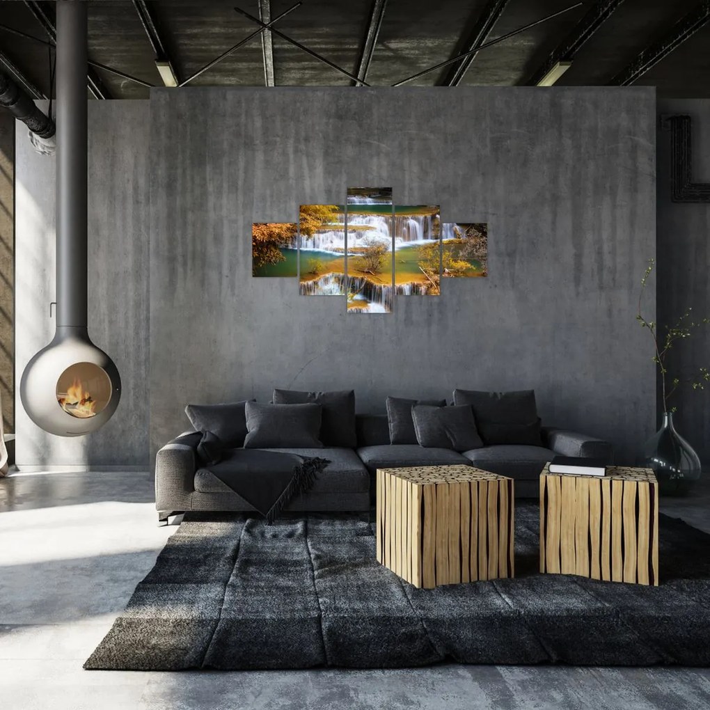 Obraz - Wodospady Huay Mae Khamin, Tajlandia (125x70 cm)