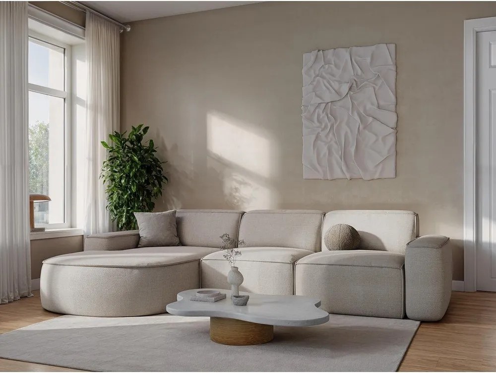 Jasnoszara sofa z tkaniny szenilowej 204 cm Omao – Makamii