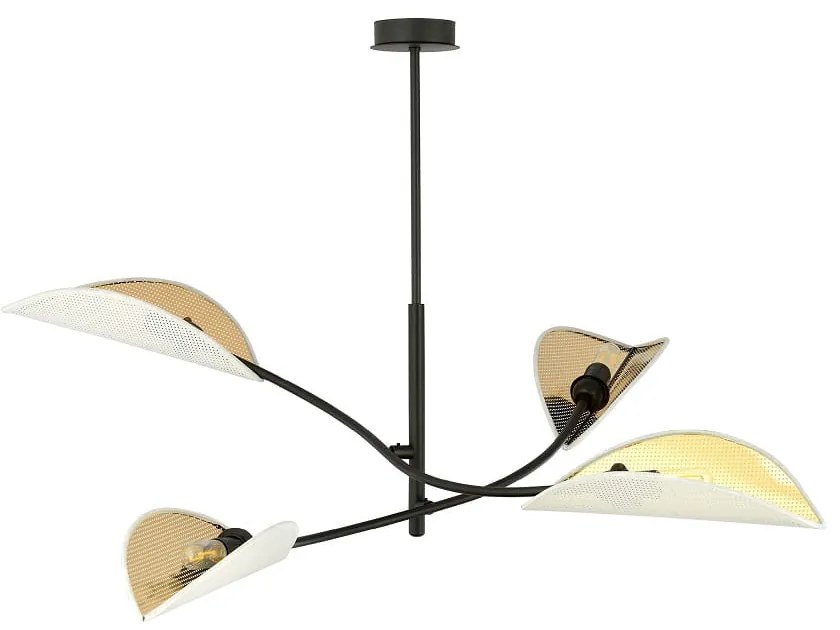 Lampa sufitowa do nowoczesnego salonu - Lotus WH 4, biało – złota