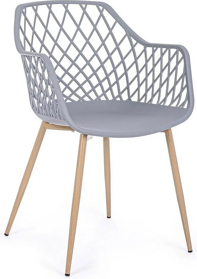 Zestaw 4 szarych krzeseł z polipropylenu z metalowymi nogami - OPTIK