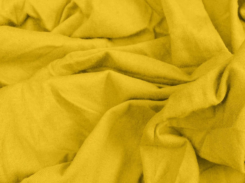 PrzytulneMieszkanie.pl Jersey prześcieradło EXCLUSIVE musztardowe 140 x 200 cm