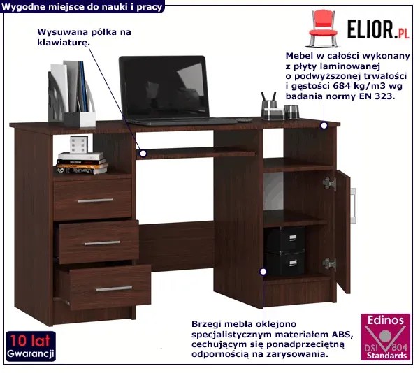 Biurko z szufladami i wenge szafką F5-R42