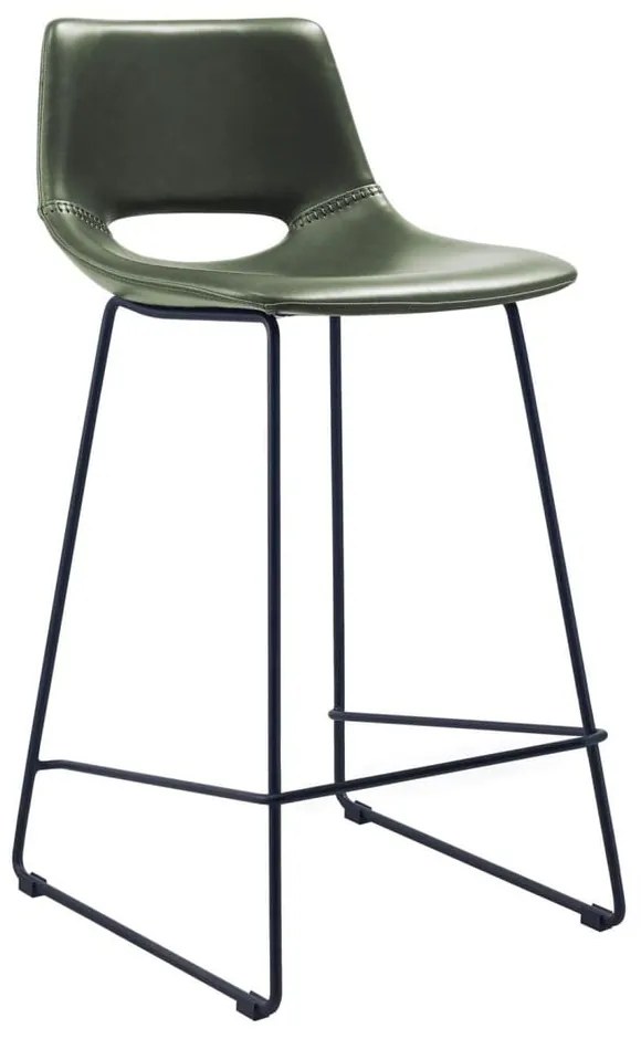 Hoker z imitacji skóry w kolorze khaki (wysokość siedziska 65 cm) Zahara – Kave Home