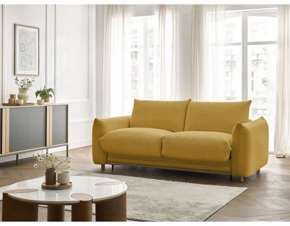 Żółta rozkładana sofa 214 cm Ernest – Bobochic Paris