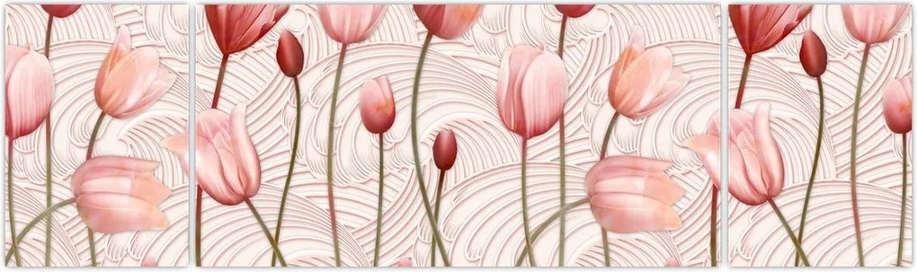 Obraz - Różowe tulipany (170x50 cm)