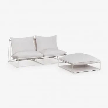 Amaro 2-częściowa Modułowa Sofa Ogrodowa I Rozkładany Puf Gardenia Biel - Sklum