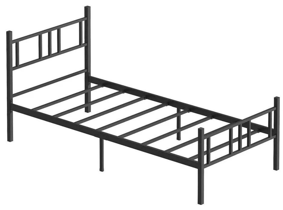Metalowe łóżko pojedyncze PIRON 90x200 cm czarne nośność 120 kg