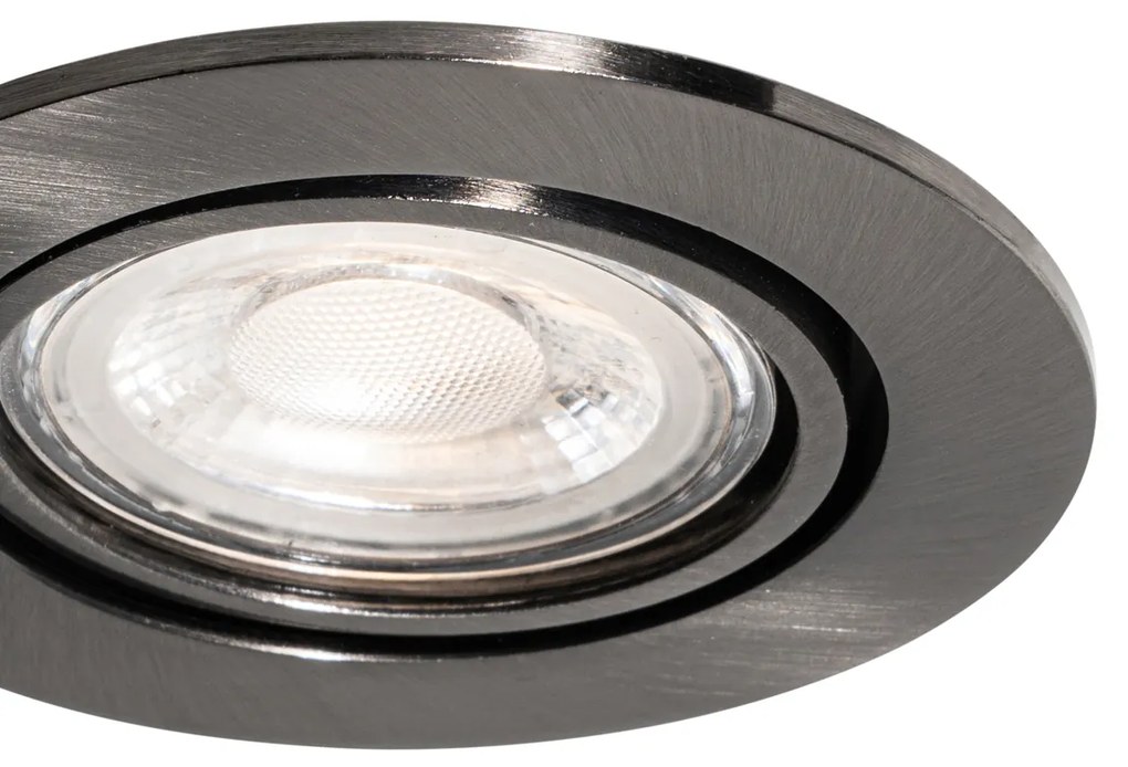 Set van 6 moderne inbouwspots gunmetal GU10 50mm rond kantelbaar - Cisco Nowoczesny Oswietlenie wewnetrzne
