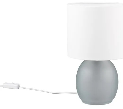 Lampa stołowa w biało-srebrnym kolorze z tekstylnym kloszem (wys. 29 cm) Vela – Trio