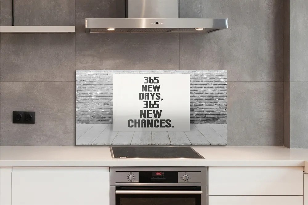 Szkło Ozdobne do Kuchni Napis na Ceglanym Murze