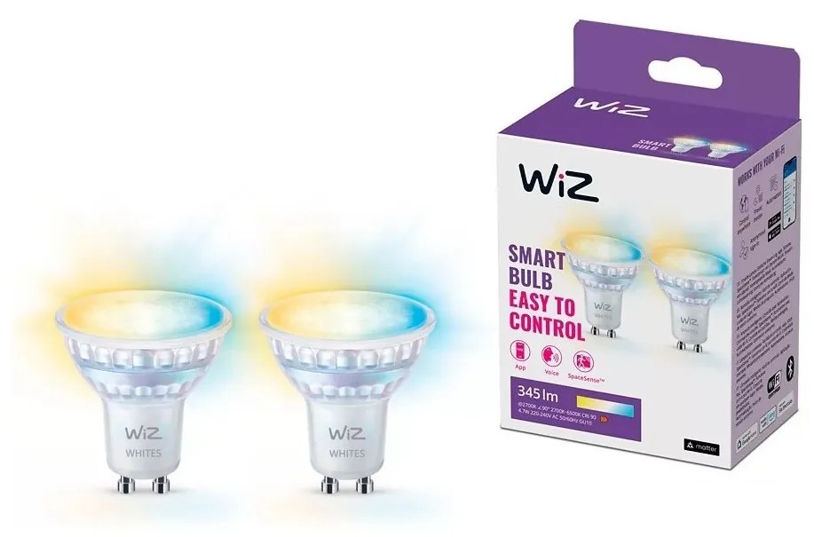 ZESTAW 2x LED Żarówka ściemnialna PAR16 GU10/4,7W/230V 2700-6500K CRI 90 Wi-Fi-WiZ