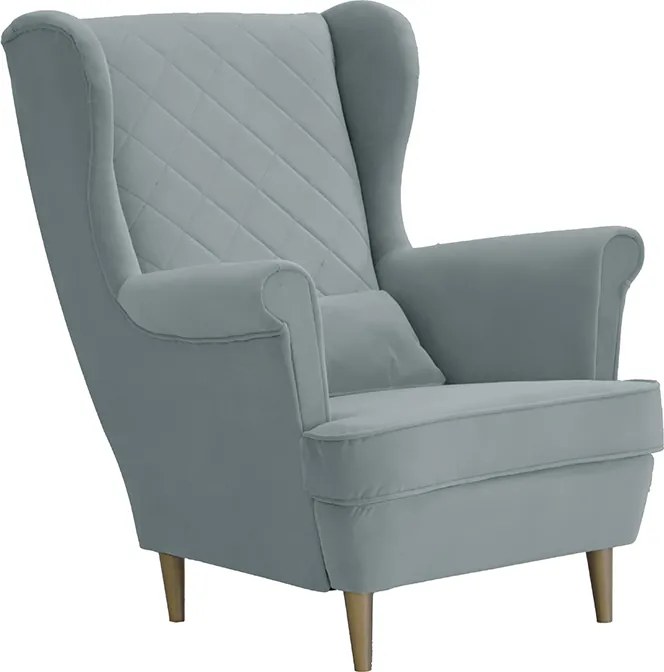 Fotel uszak skandynawski z podnóżkiem CLEO Jasny różowy