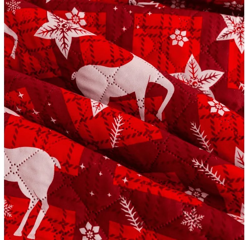 Narzuta na łóżko ze wzorem VELVET CHRISTMAS, czerwona Rozmiar: 170 x 210 cm