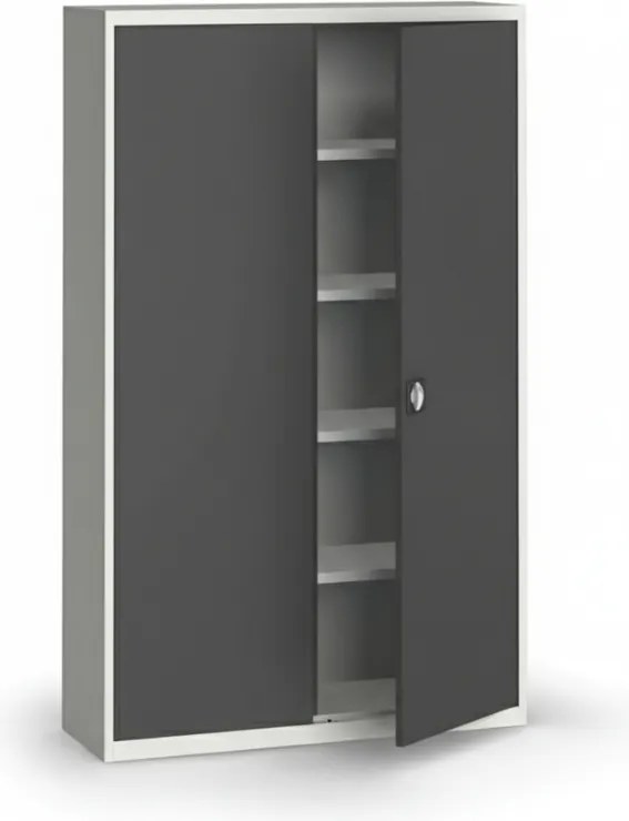 Szafa metalowa, 1950 x 1200 x 400 mm, 4 półki, szara/ciemnoszara