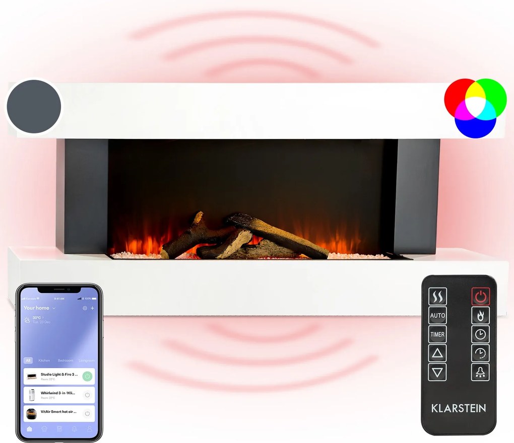 Klarstein Studio LightFire Smart 2000W 132cm Kominek elektryczny dekoracyjny Biały