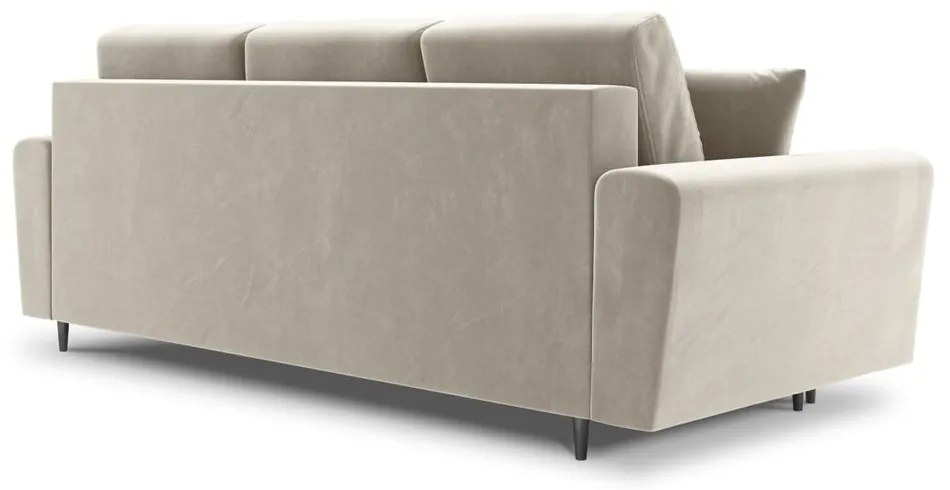 Beżowa aksamitna rozkładana/ze schowkiem sofa 235 cm Kyoto – Cosmopolitan Design
