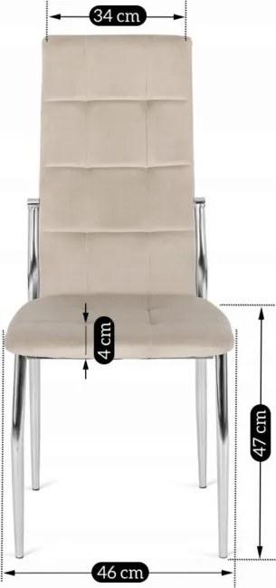 Krzesło Tapicerowane do Jadalni MOLLY Beżowe Welurowe Nowoczesne