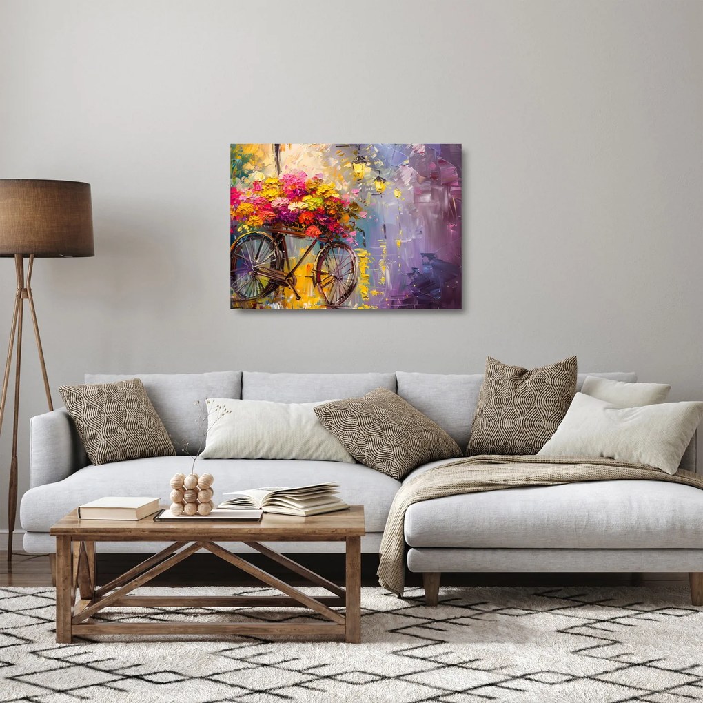 Obraz na szkle - Koło z kwiatami (70x50 cm)