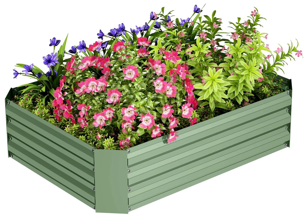 Outsunny Podwyższona grządka z ocynkowanej stali, ogródek warzywny, skrzynia ogrodowa na kwiaty, 120 x 90 x 30 cm, Ciemnozielona