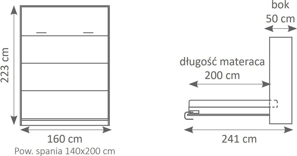 Półkotapczan pionowy Genius 140x200 z biurkiem - biały mat