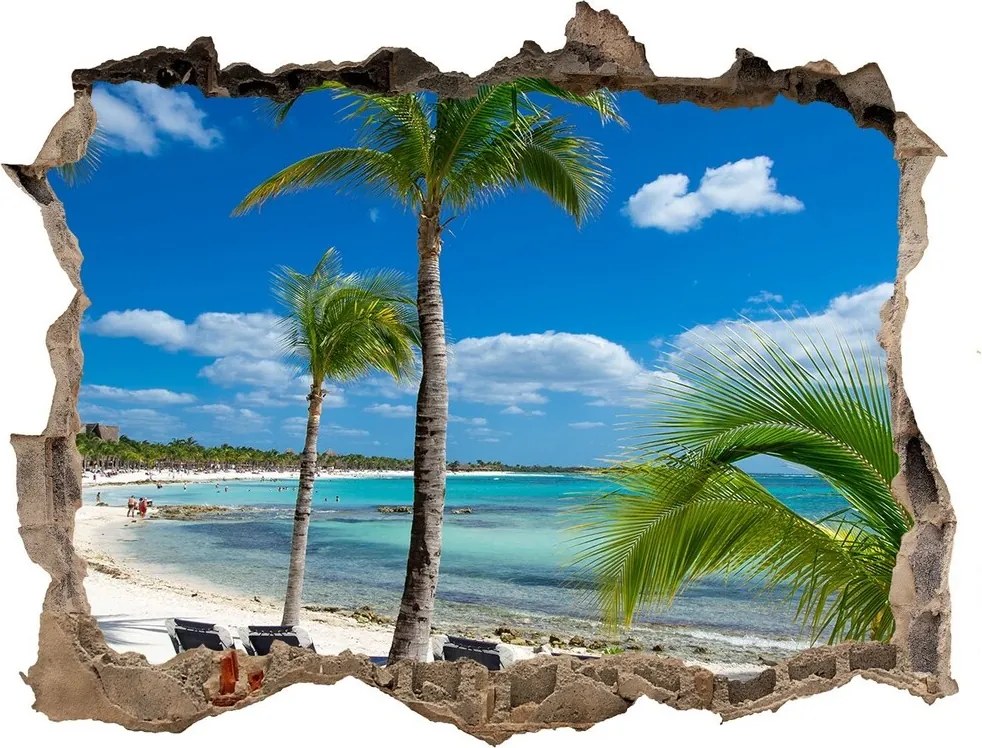 Dziura 3d w ścianie naklejka Malediwy plaża