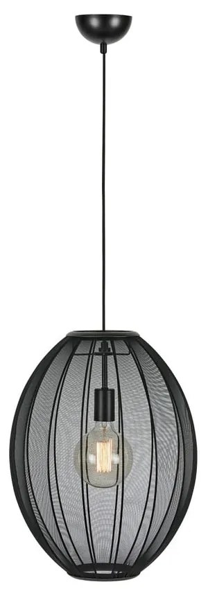 Czarna lampa wisząca z tekstylnym kloszem ø 40 cm Florence – Markslöjd