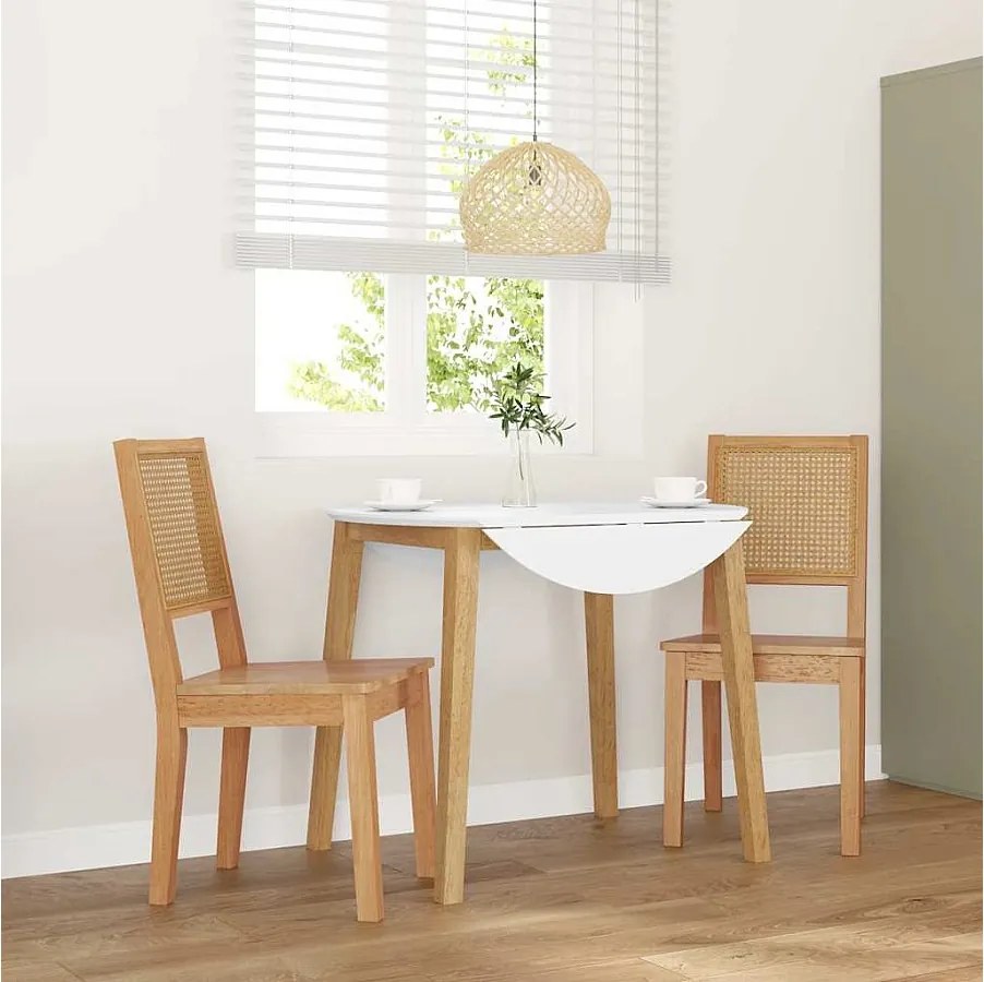 Zestaw 2 krzeseł do jadalni z litego drewna kauczukowego, ergonomiczny design bez podłokietników, komfort i wytrzymałość