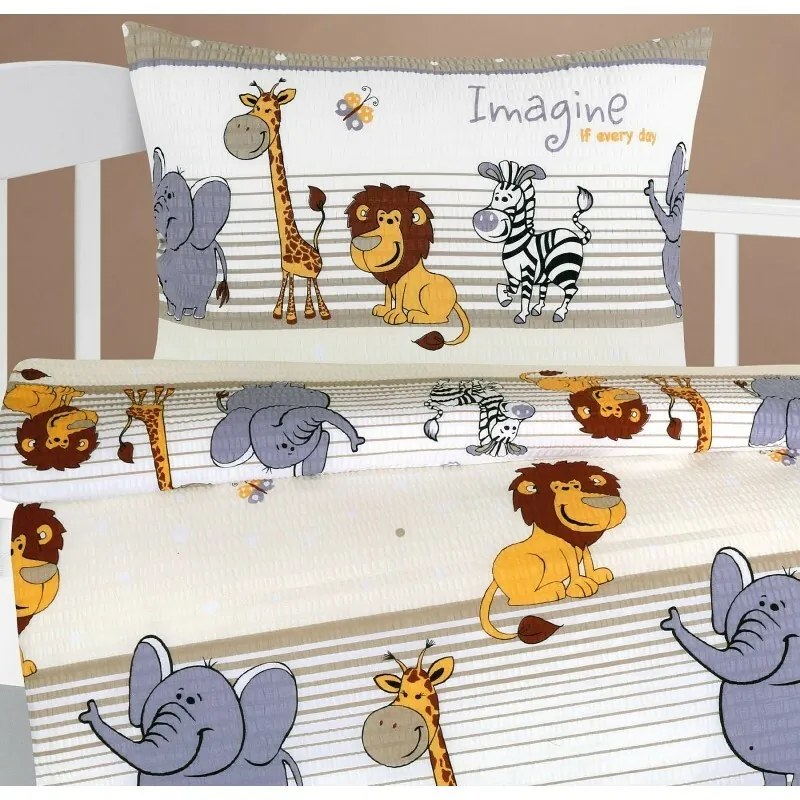 Bellatex Baby pościel z krepy Agata Safari beżowa,90 x 135 cm, 45 x 60 cm