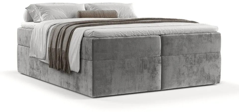 Szare łóżko boxspring ze schowkiem 160x200 cm Yoko – Maison de Rêve